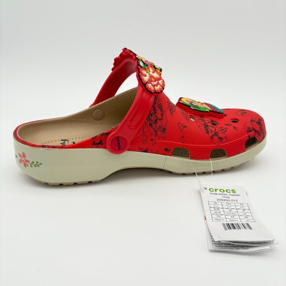 NWT Mens Size 11 Womens 13 Frida Kahlo Bone Red Crocs Classic Clogs - Picture 8 of 11